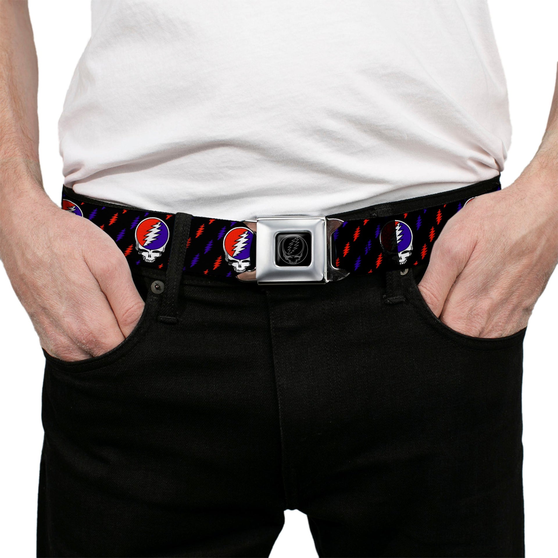Grateful Dead Seatbelt Belt | Steal Your Face + Lightning Bolt