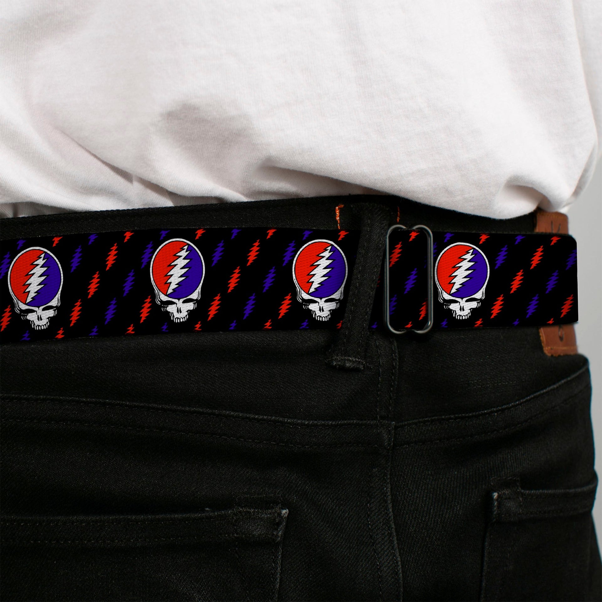 Grateful Dead Seatbelt Belt | Steal Your Face + Lightning Bolt