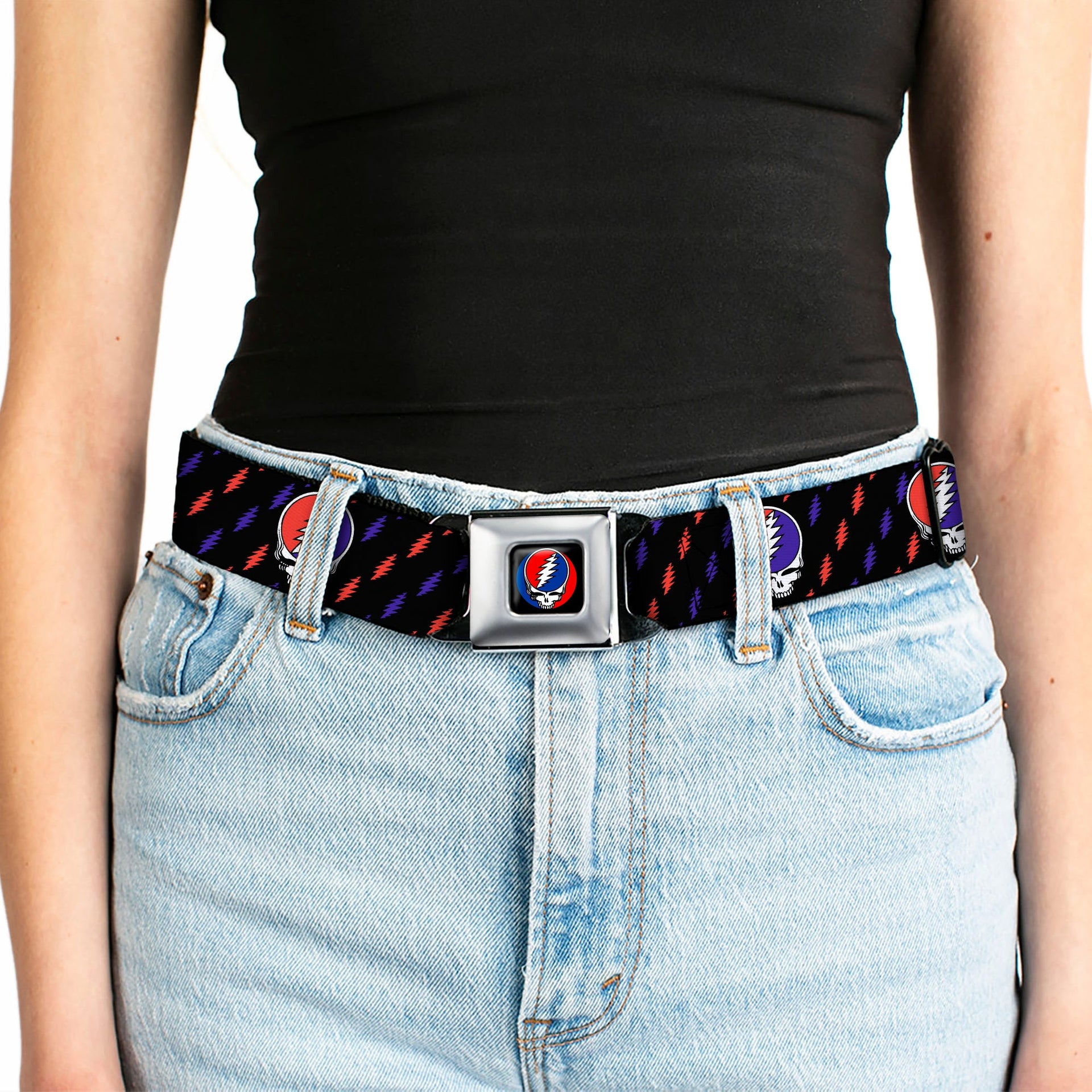 Grateful Dead Seatbelt Belt | Steal Your Face + Lightning Bolt