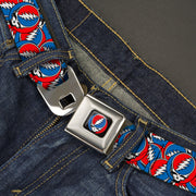 Grateful Dead Seatbelt Belt | Steal Your Face Stacked (Classic Blue)