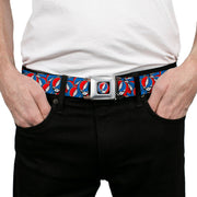 Grateful Dead Seatbelt Belt | Steal Your Face Stacked (Classic Blue)
