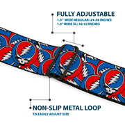 Grateful Dead Seatbelt Belt | Steal Your Face Stacked (Classic Blue)
