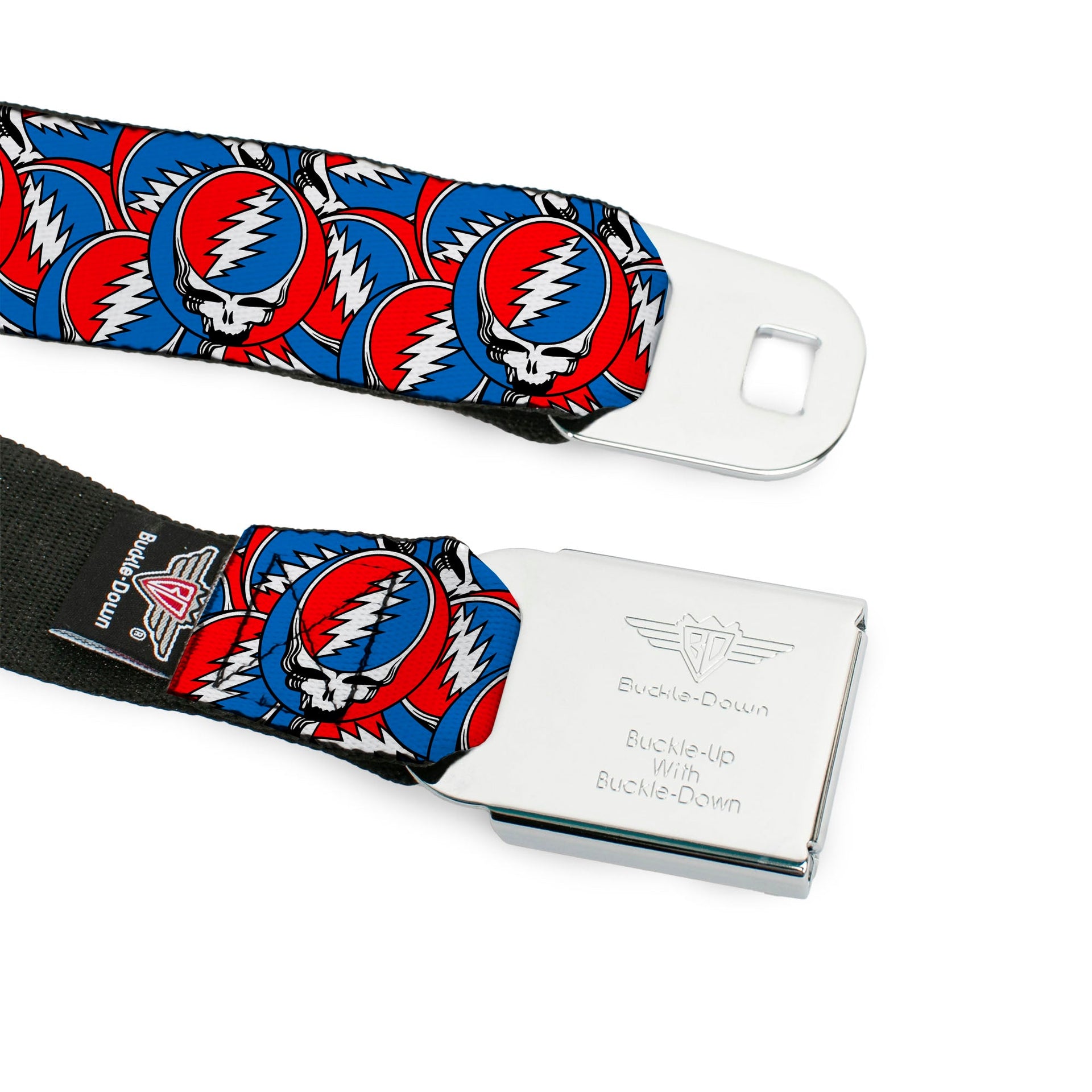 Grateful Dead Seatbelt Belt | Steal Your Face Stacked (Classic Blue)