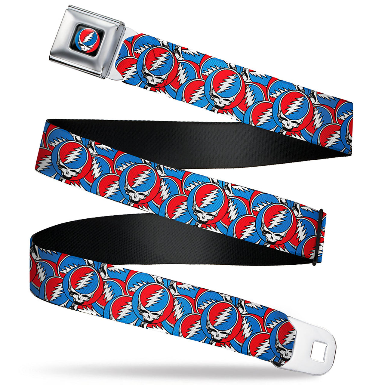 Grateful Dead Seatbelt Belt | Steal Your Face Stacked (Classic Blue)