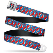 Grateful Dead Seatbelt Belt | Steal Your Face Stacked (Classic Blue)