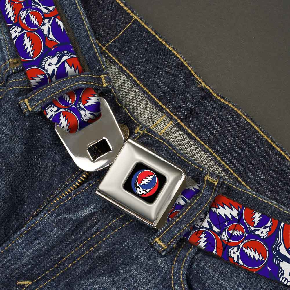 Grateful Dead Seatbelt Belt | Steal Your Face Stacked (Deep Blue)
