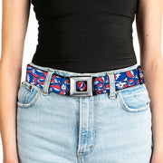 Grateful Dead Seatbelt Belt | Steal Your Face Stacked (Deep Blue)