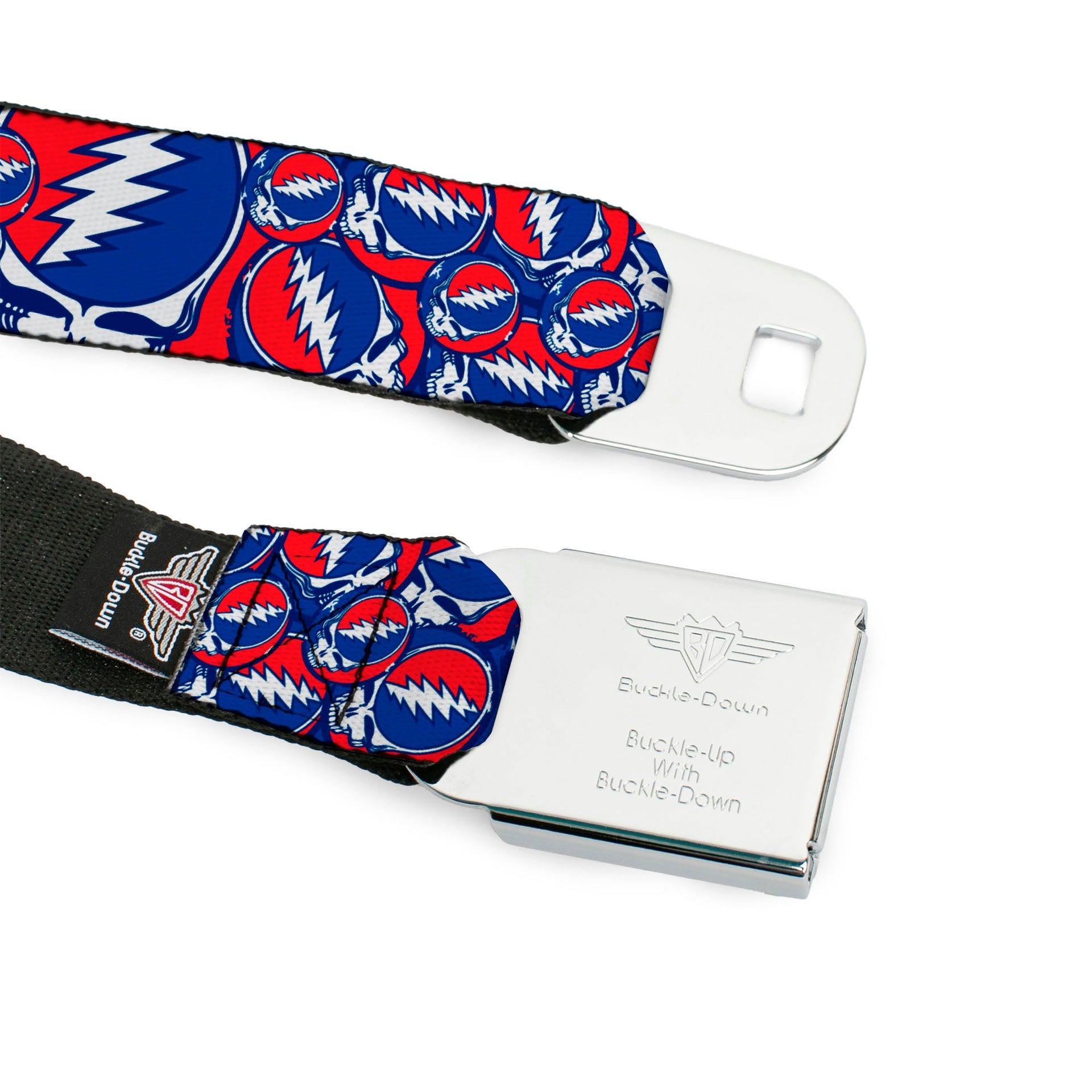 Grateful Dead Seatbelt Belt | Steal Your Face Stacked (Deep Blue)