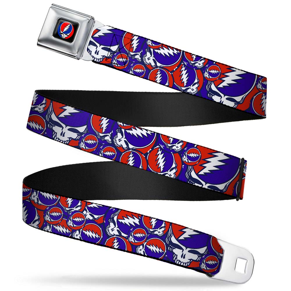 Grateful Dead Seatbelt Belt | Steal Your Face Stacked (Deep Blue)