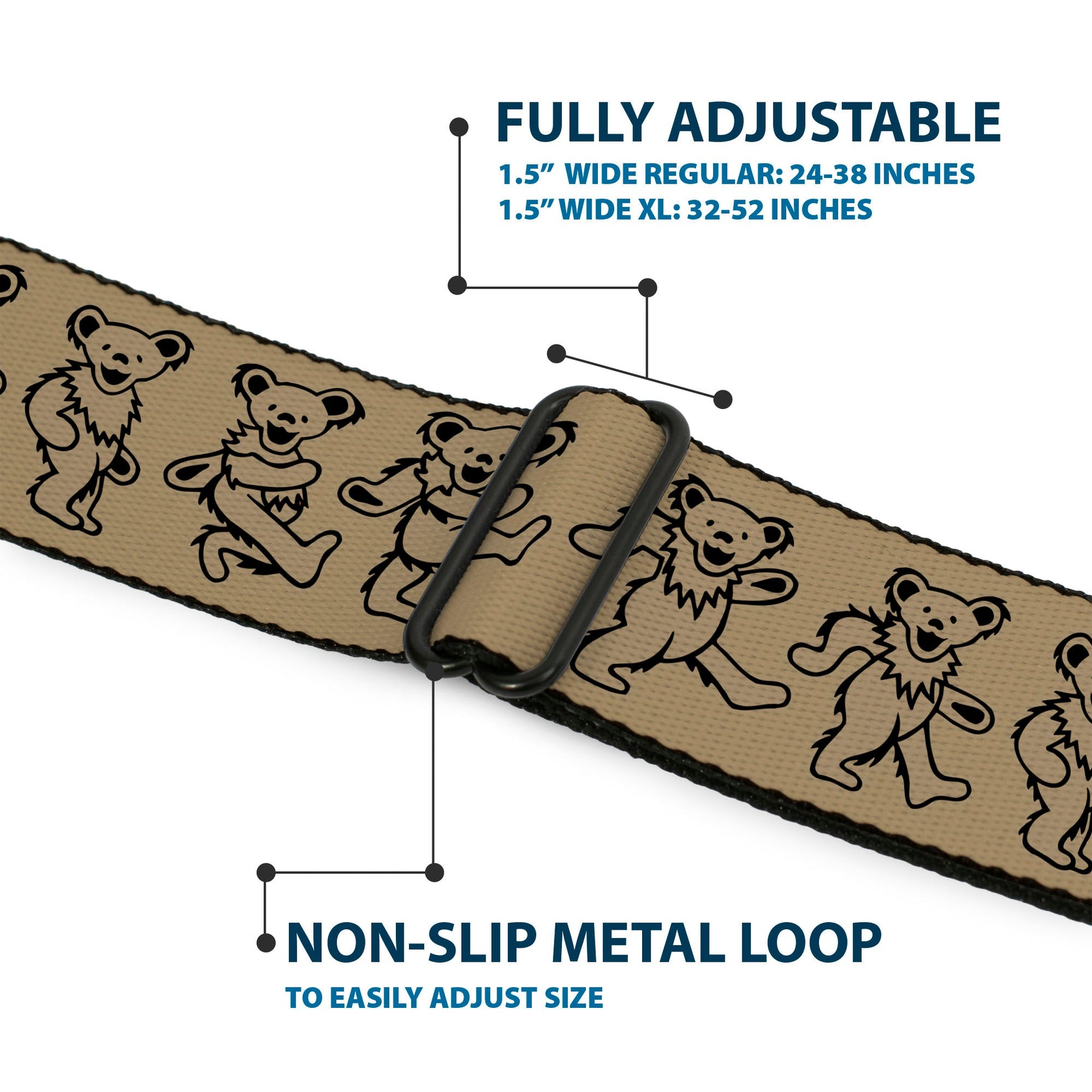 Grateful Dead Seatbelt Belt | Tan/Black Dancing Bears