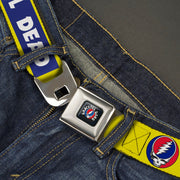 Grateful Dead Seatbelt Belt | Yellow Text + Steal Your Face