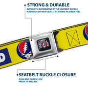 Grateful Dead Seatbelt Belt | Yellow Text + Steal Your Face