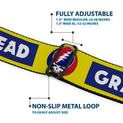 Grateful Dead Seatbelt Belt | Yellow Text + Steal Your Face