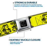 Grateful Dead Seatbelt Belt | Yellow/Black Text + Skull & Roses