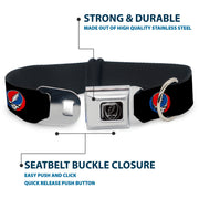 Grateful Dead Seatbelt Buckle Pet Collar | Black Steal Your Face (Steal Your Face Buckle)