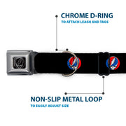 Grateful Dead Seatbelt Buckle Pet Collar | Black Steal Your Face (Steal Your Face Buckle)