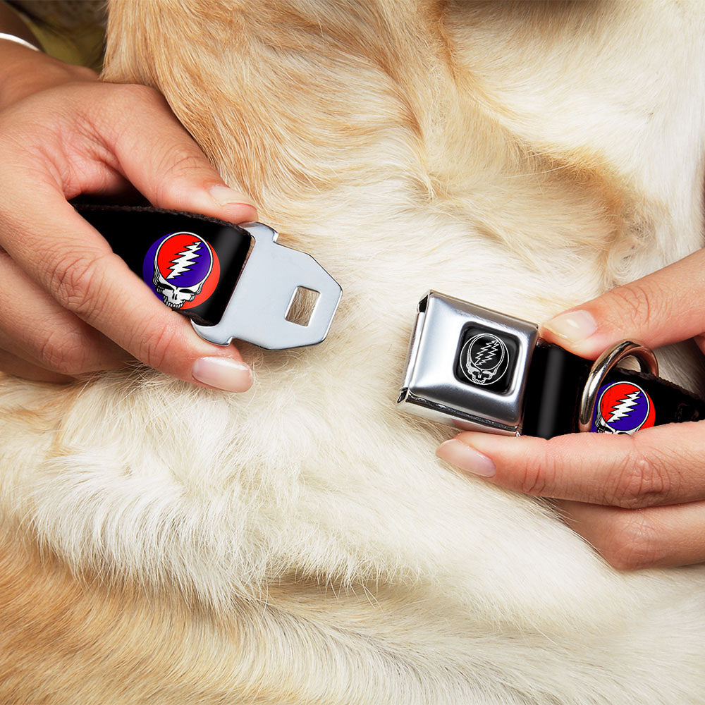 Grateful Dead Seatbelt Buckle Pet Collar | Black Steal Your Face (Steal Your Face Buckle)