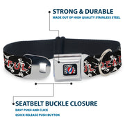 Grateful Dead Seatbelt Buckle Pet Collar | Black Text + Dancing Skeletons (Steal Your Face Collar)