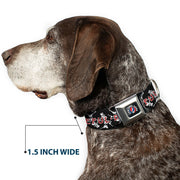 Grateful Dead Seatbelt Buckle Pet Collar | Black Text + Dancing Skeletons (Steal Your Face Collar)