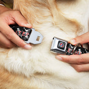 Grateful Dead Seatbelt Buckle Pet Collar | Black Text + Dancing Skeletons (Steal Your Face Collar)