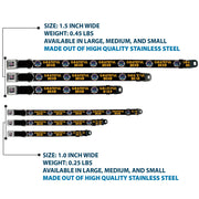 Grateful Dead Seatbelt Buckle Pet Collar | Black/Yellow Text + Skull & Roses (Steal Your Face Buckle)