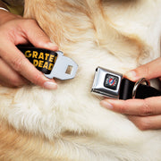 Grateful Dead Seatbelt Buckle Pet Collar | Black/Yellow Text + Skull & Roses (Steal Your Face Buckle)