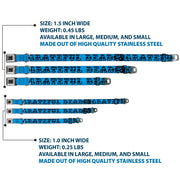 Grateful Dead Seatbelt Buckle Pet Collar | Blue/Black Text + Skull & Roses (Steal Your Face Buckle)