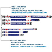 Grateful Dead Seatbelt Buckle Pet Collar | Blue/White "Good Ol' Grateful Dead" Text + Stars (Steal Your Face Buckle)