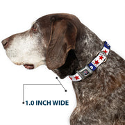 Grateful Dead Seatbelt Buckle Pet Collar | Blue/White "Good Ol' Grateful Dead" Text + Stars (Steal Your Face Buckle)