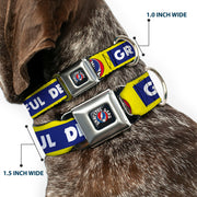 Grateful Dead Seatbelt Buckle Pet Collar | Blue/Yellow Text + Steal Your Face (Steal Your Face Buckle)