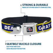 Grateful Dead Seatbelt Buckle Pet Collar | Blue/Yellow Text + Steal Your Face (Steal Your Face Buckle)