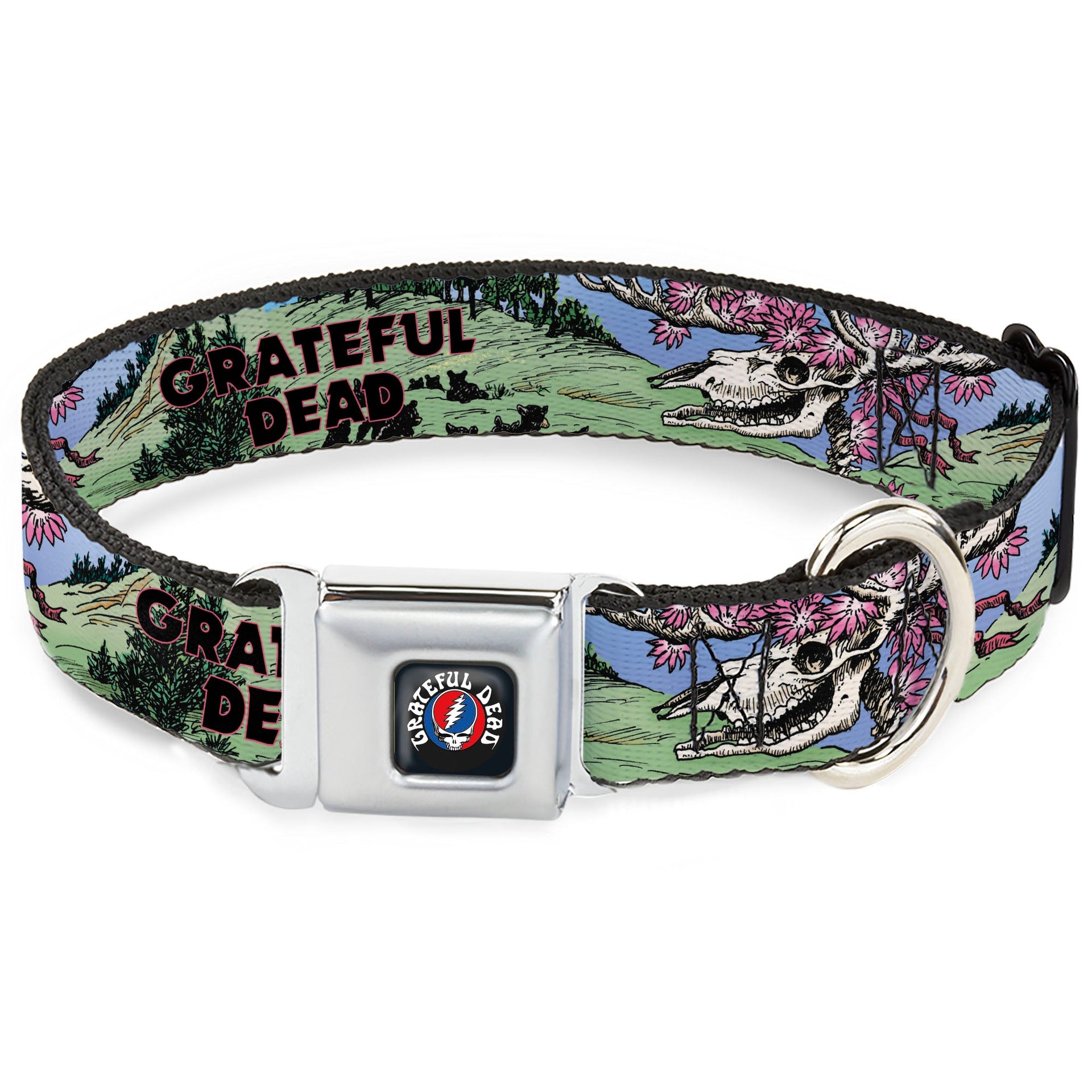 Grateful Dead Seatbelt Buckle Pet Collar | Dave's Picks Vol. 9 Art (Steal Your Face Buckle)