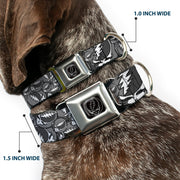 Grateful Dead Seatbelt Buckle Pet Collar | Gray Steal Your Face Stacked (Steal Your Face Buckle)