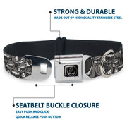 Grateful Dead Seatbelt Buckle Pet Collar | Gray Steal Your Face Stacked (Steal Your Face Buckle)