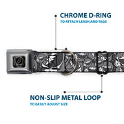 Grateful Dead Seatbelt Buckle Pet Collar | Gray Steal Your Face Stacked (Steal Your Face Buckle)