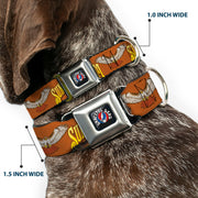 Grateful Dead Seatbelt Buckle Pet Collar | Orange Sunshine Daydream (Steal Your Face Buckle)