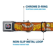 Grateful Dead Seatbelt Buckle Pet Collar | Orange Sunshine Daydream (Steal Your Face Buckle)