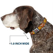 Grateful Dead Seatbelt Buckle Pet Collar | Orange Sunshine Daydream (Steal Your Face Buckle)