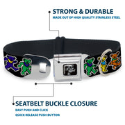 Grateful Dead Seatbelt Buckle Pet Collar | Rainbow Dancing Bears (Dancing Bear Buckle)