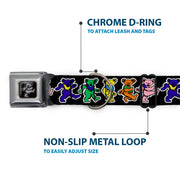 Grateful Dead Seatbelt Buckle Pet Collar | Rainbow Dancing Bears (Dancing Bear Buckle)