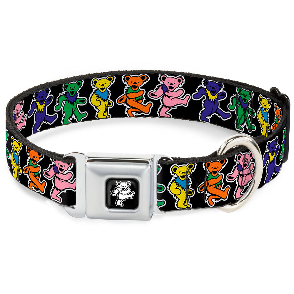 Grateful Dead Seatbelt Buckle Pet Collar | Rainbow Dancing Bears (Dancing Bear Buckle)