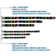 Grateful Dead Seatbelt Buckle Pet Collar | Rainbow Dancing Bears (Steal Your Face Buckle)