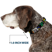 Grateful Dead Seatbelt Buckle Pet Collar | Rainbow Dancing Bears (Steal Your Face Buckle)