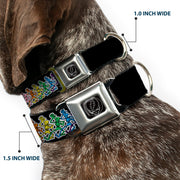 Grateful Dead Seatbelt Buckle Pet Collar | Rainbow Dancing Skeletons (Steal Your Face Buckle)