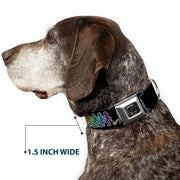 Grateful Dead Seatbelt Buckle Pet Collar | Rainbow Dancing Skeletons (Steal Your Face Buckle)