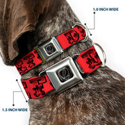 Grateful Dead Seatbelt Buckle Pet Collar | Red/Black Text + Skull & Roses (Steal Your Face Buckle)