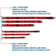 Grateful Dead Seatbelt Buckle Pet Collar | Red/Black Text + Skull & Roses (Steal Your Face Buckle)