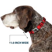 Grateful Dead Seatbelt Buckle Pet Collar | Red/Black Text + Skull & Roses (Steal Your Face Buckle)