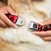 Grateful Dead Seatbelt Buckle Pet Collar | Red/Black Text + Skull & Roses (Steal Your Face Buckle)