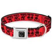 Grateful Dead Seatbelt Buckle Pet Collar | Red/Black Text + Skull & Roses (Steal Your Face Buckle)
